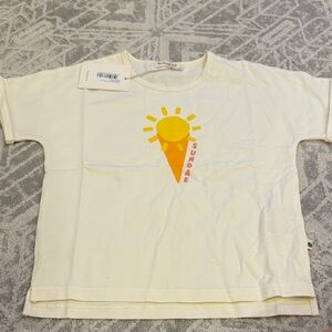 Cream Kids T-Shirt with Sun Graphic